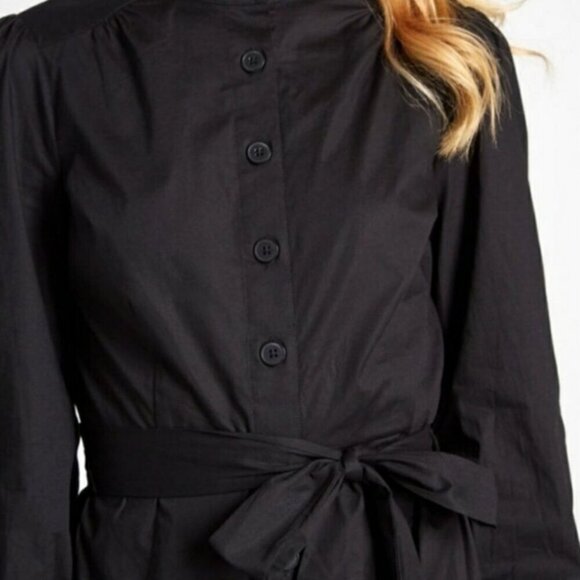ModCloth A Casual Vision Black Shirt Dress Mandarin Collar Size M - Picture 6 of 9